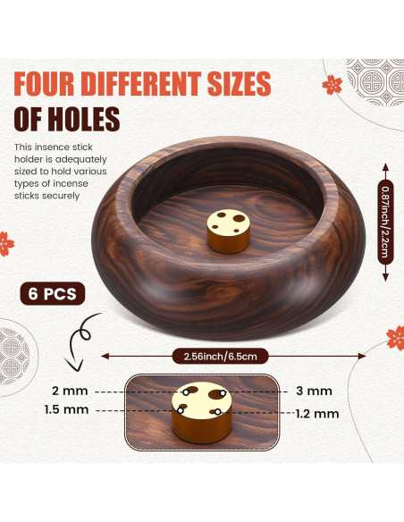 Soporte de Incienso Redondo de Madera Honeydak - 6 Pcs, 16.5 cm Soporte de Incienso Redondo de Madera Honeydak - 6 Pcs, 16.5 cm