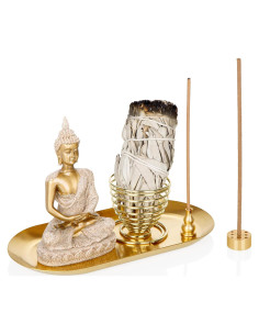 Soporte de Incienso 6 en 1 ZenBless - Palo Santo y Buda Dorado