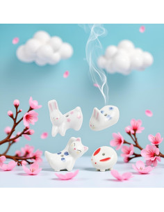 Soporte de Incienso Cerámica Conejo y Gato Enyolidimk - 4 Pcs 2