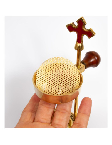 Quemador de Incienso Cruz Dorada Ajustable - 15.24 cm