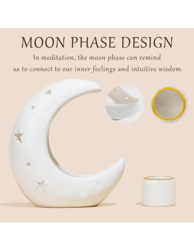 Soporte de Incienso Cerámica ZenBless Luna Blanca 4 en 1