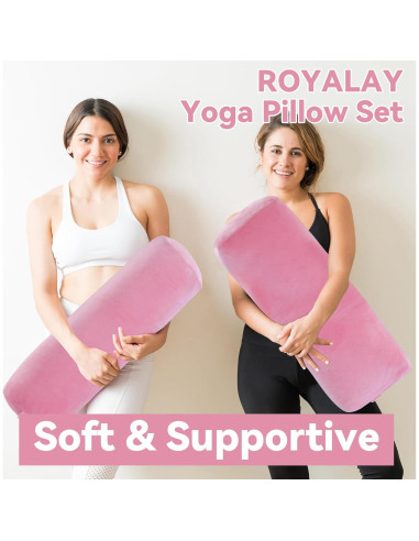 Conjunto de Almohadas de Yoga ROYALAY Rosa - Rectangulares y Cilíndricas