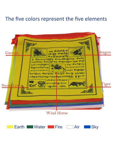 Bandera de Oración Budista Tibetana Anley - Caballo del Viento - 25 banderas