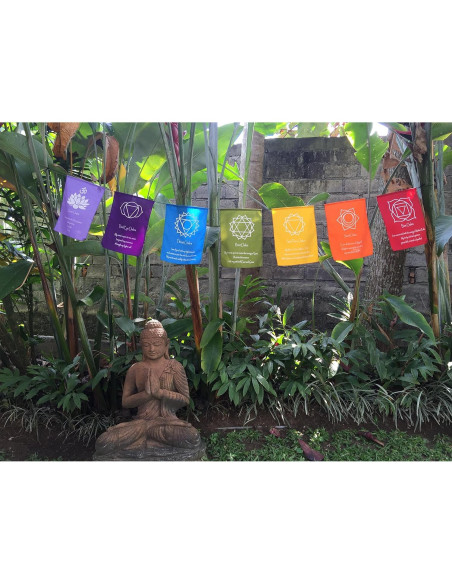 Banderas de Oración de Siete Chakras 22x30 cm - Bali Banderas de Oración de Siete Chakras 22x30 cm - Bali