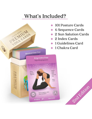 Tarjetas de Yoga Premium Asana Moon - 108 Posturas y Secuencias