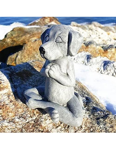 Estatua de Perro Meditador EatingBiting 9.3x8x12cm Resina Gris