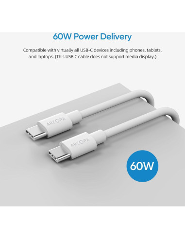 Cable USB C ARZOPA 1.83m Carga Rápida 60W Tipo C TC01