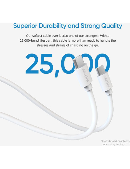 Cable USB C ARZOPA 1.83m Carga Rápida 60W Tipo C TC01 Cable USB C ARZOPA 1.83m Carga Rápida 60W Tipo C TC01
