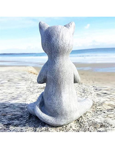 Estatua de Gato Buda Meditador EatingBiting 9.3x8x12cm Resina