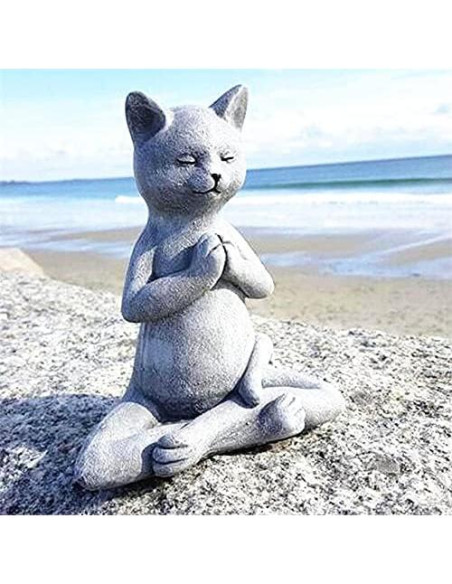 Estatua de Gato Buda Meditador EatingBiting 9.3x8x12cm Resina Estatua de Gato Buda Meditador EatingBiting 9.3x8x12cm Resina