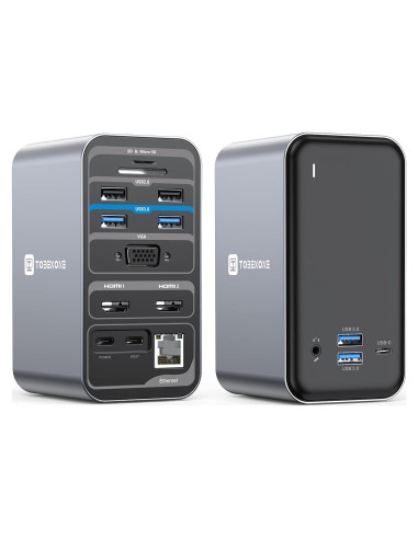 Estación de Acoplamiento USB C TobenONE 15 en 1 Doble HDMI