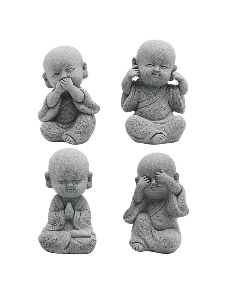 Estatuas de Buda Bebé VIKKSAER 4 Pcs Arenisca Decoración Feng Shui Estatuas de Buda Bebé VIKKSAER 4 Pcs Arenisca Decoración Feng Shui