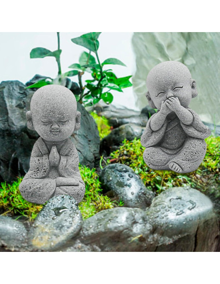 Estatuas de Buda Bebé VIKKSAER 4 Pcs Arenisca Decoración Feng Shui Estatuas de Buda Bebé VIKKSAER 4 Pcs Arenisca Decoración Feng Shui