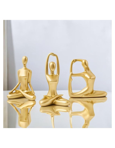 Conjunto de 3 Estatuas de Yoga Doradas Ni-JASW - Resina Conjunto de 3 Estatuas de Yoga Doradas Ni-JASW - Resina