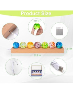 Conjunto 7 Esferas de Chakra con Base LED Madera 40mm 2