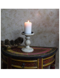 Soporte de Vela de Pilar de Madera Blanca Hosley 17.8 cm 2