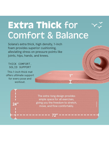 Esterilla de Yoga Retrospec Solana 1" Rosa Antideslizante