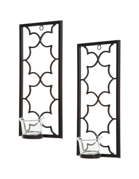 Juego de 2 Sconces de Pared de Hierro para Velas LED Hosley Juego de 2 Sconces de Pared de Hierro para Velas LED Hosley