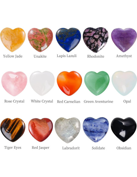 Conjunto de 15 Piedras de Chakra Corazón Marrywindix 20mm Conjunto de 15 Piedras de Chakra Corazón Marrywindix 20mm