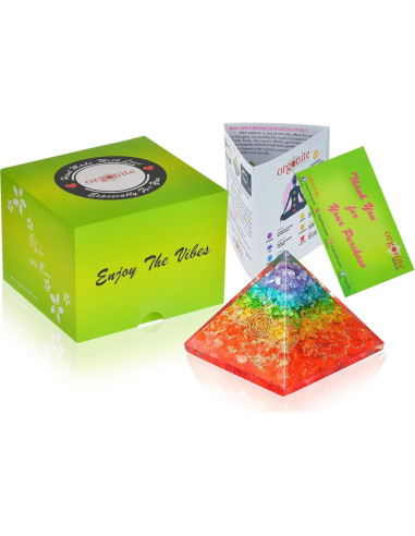 Pirámide de Cristal de Orgonita 7 Chakras Hecha a Mano 382g