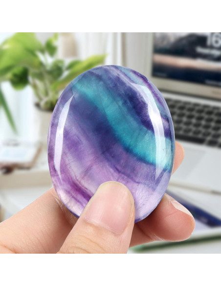 Piedra de Palma Fluorita Arcoíris LEADGEM 3.56 cm para Ansiedad Piedra de Palma Fluorita Arcoíris LEADGEM 3.56 cm para Ansiedad