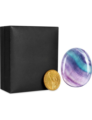 Piedra de Palma Fluorita Arcoíris LEADGEM 3.56 cm para Ansiedad