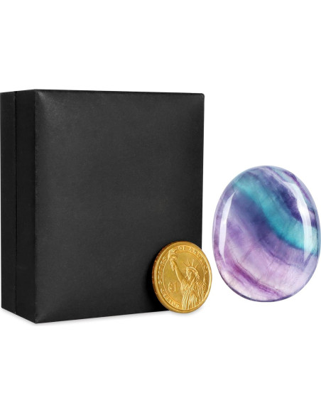 Piedra de Palma Fluorita Arcoíris LEADGEM 3.56 cm para Ansiedad Piedra de Palma Fluorita Arcoíris LEADGEM 3.56 cm para Ansiedad