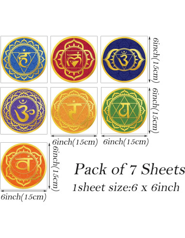 Calcomanías de Chakra Maydahui - 7 Hojas 15.24 cm para Pared