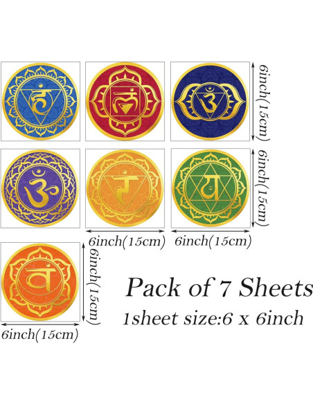 Calcomanías de Chakra Maydahui - 7 Hojas 15.24 cm para Pared Calcomanías de Chakra Maydahui - 7 Hojas 15.24 cm para Pared