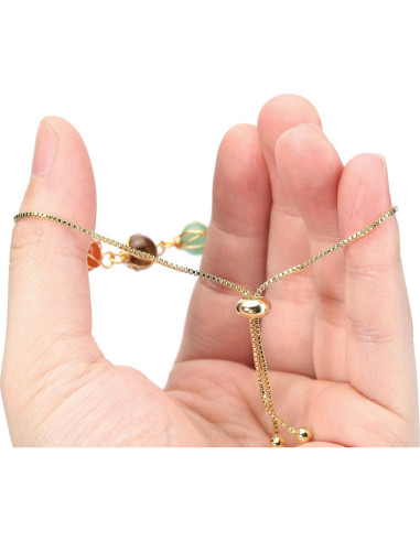 Pulsera de 7 Chakras Ajustable Jovivi con Piedras Naturales 8mm