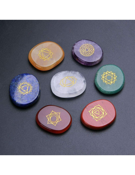 Conjunto de 7 piedras de chakra TGS Gems - Sanación Reiki Conjunto de 7 piedras de chakra TGS Gems - Sanación Reiki