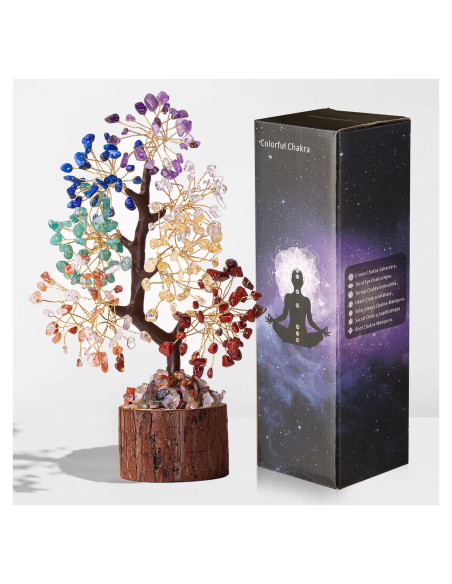 Árbol de Cristal de 7 Chakras DUQGUHO 20-23 cm Decoración Árbol de Cristal de 7 Chakras DUQGUHO 20-23 cm Decoración