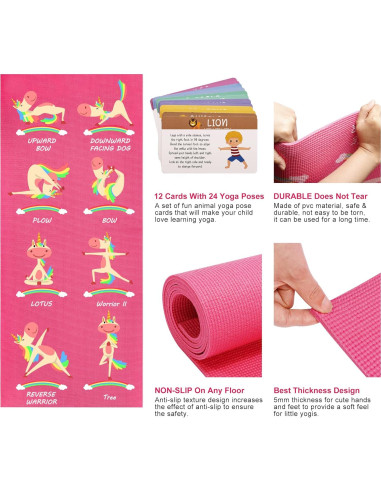 Esteras de Yoga para Niños Garybank - Antideslizantes 152x61cm