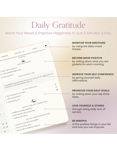 Diario de Gratitud Planificador Mantra - Cuidado Personal A5 Diario de Gratitud Planificador Mantra - Cuidado Personal A5