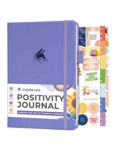 Diario de Gratitud Clever Fox A5 Lavanda con Prompts y Rastreador
