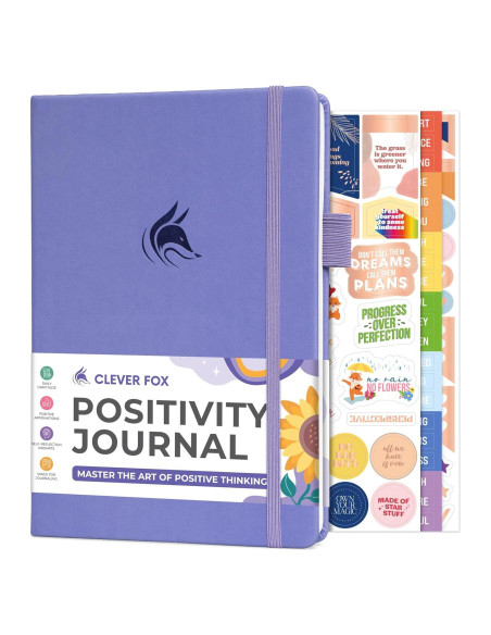 Diario de Gratitud Clever Fox A5 Lavanda con Prompts y Rastreador Diario de Gratitud Clever Fox A5 Lavanda con Prompts y Rastreador