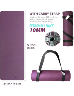 Alfombrilla de Yoga Feetlu 10mm Antideslizante 182.88x60.96cm 2