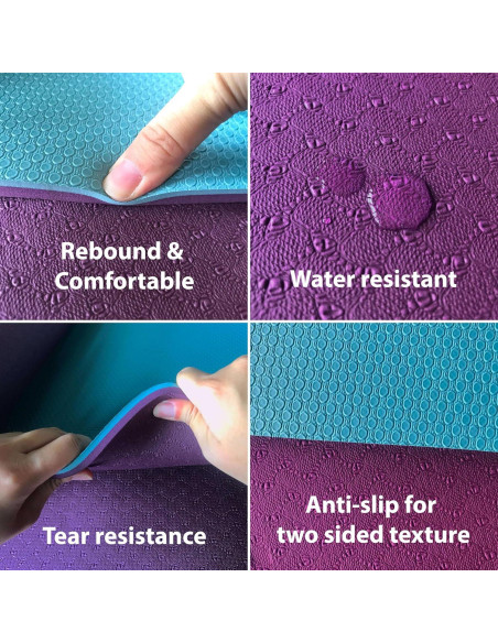 Alfombrilla de Yoga Feetlu 10mm Antideslizante 182.88x60.96cm Alfombrilla de Yoga Feetlu 10mm Antideslizante 182.88x60.96cm