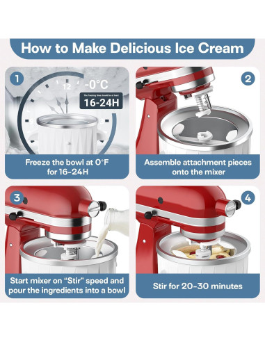 Accesorio para Helado HOZODO 1.89L para Kitchenaid