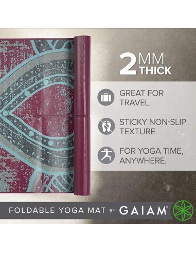 Esterilla de Yoga Plegable Gaiam 172.7x61 cm 2 mm Viaje