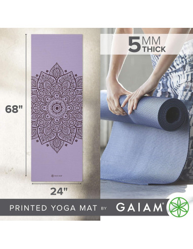 Esterilla de Yoga Gaiam 5mm Antideslizante Lila 172.7x61cm