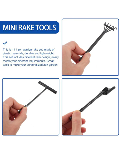 Kit Mini Jardín Zen Toyvian - 6 Piezas con Rastrillo Negro Kit Mini Jardín Zen Toyvian - 6 Piezas con Rastrillo Negro