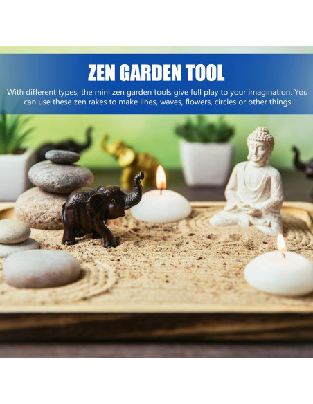 Kit Mini Jardín Zen Toyvian - 6 Piezas con Rastrillo Negro Kit Mini Jardín Zen Toyvian - 6 Piezas con Rastrillo Negro