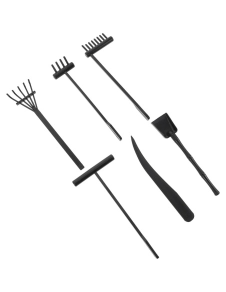 Kit Mini Jardín Zen Toyvian - 6 Piezas con Rastrillo Negro Kit Mini Jardín Zen Toyvian - 6 Piezas con Rastrillo Negro
