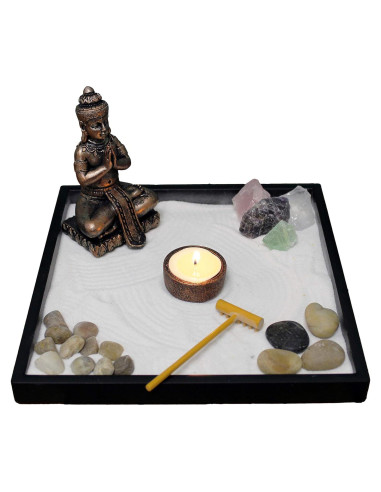 Kit Jardín Zen Nature's Mark para Escritorio con Rastrillo y Vela