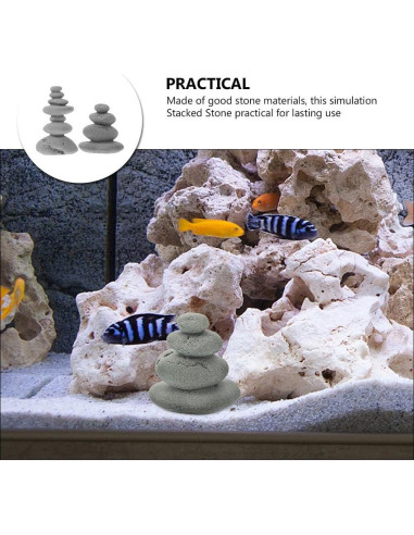 Estatuas de Piedra Apiladas VOSAREA - Adorno Jardín 2 Pcs