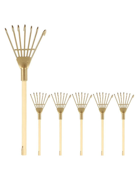 LOGOFUN Mini Rastrillos Zen Dorados 6 Pcs para Jardín LOGOFUN Mini Rastrillos Zen Dorados 6 Pcs para Jardín