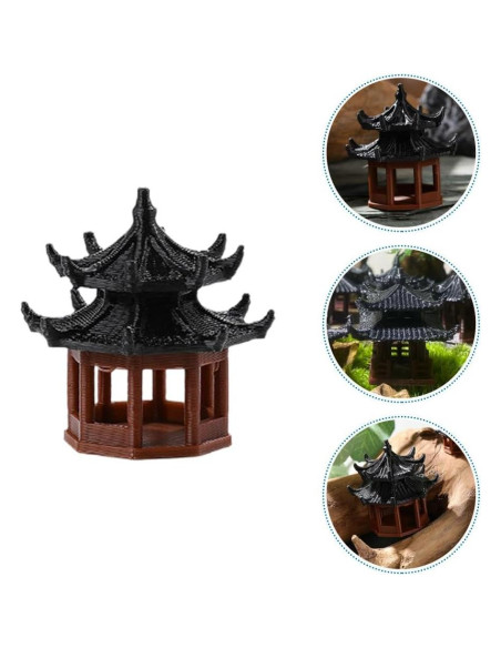 Estatuas de Mini Pabellón Yardwe - Decoración Jardín Zen 2 Pcs Estatuas de Mini Pabellón Yardwe - Decoración Jardín Zen 2 Pcs