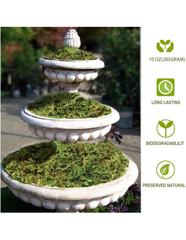 Musgo Artificial ZYAPA 283g Verde para Decoración de Jardín