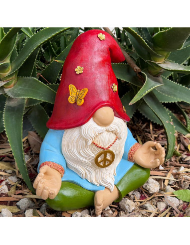 Gnomo de Jardín Mood Lab - Estatua Zen Hippie 24.1 cm